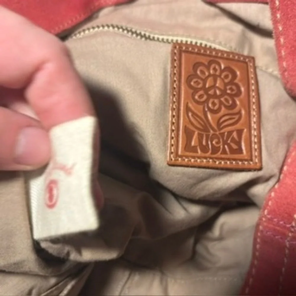 Lucky Brand Backpack Multicolor Floral Suede Canvas Drawstring Boho Skool Laptop